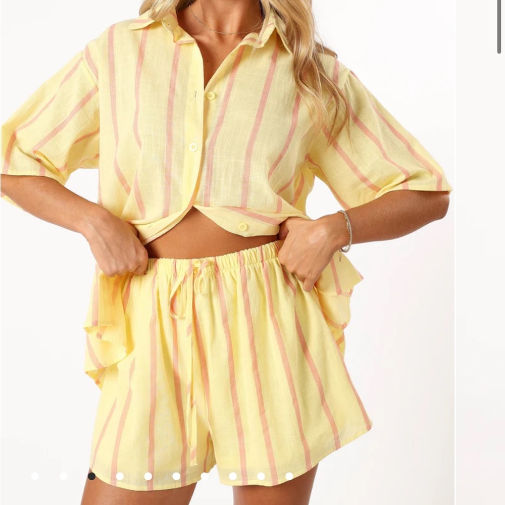 NWT petal & pup COSTA SHORT SET - YELLOW PINK STRIPE